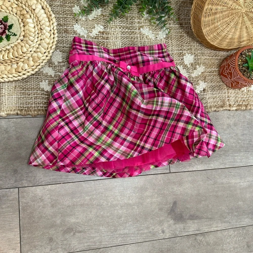 Y2K Gymboree Pink Plaid Layered Skirt 3T Toddler Girl Like New Condition